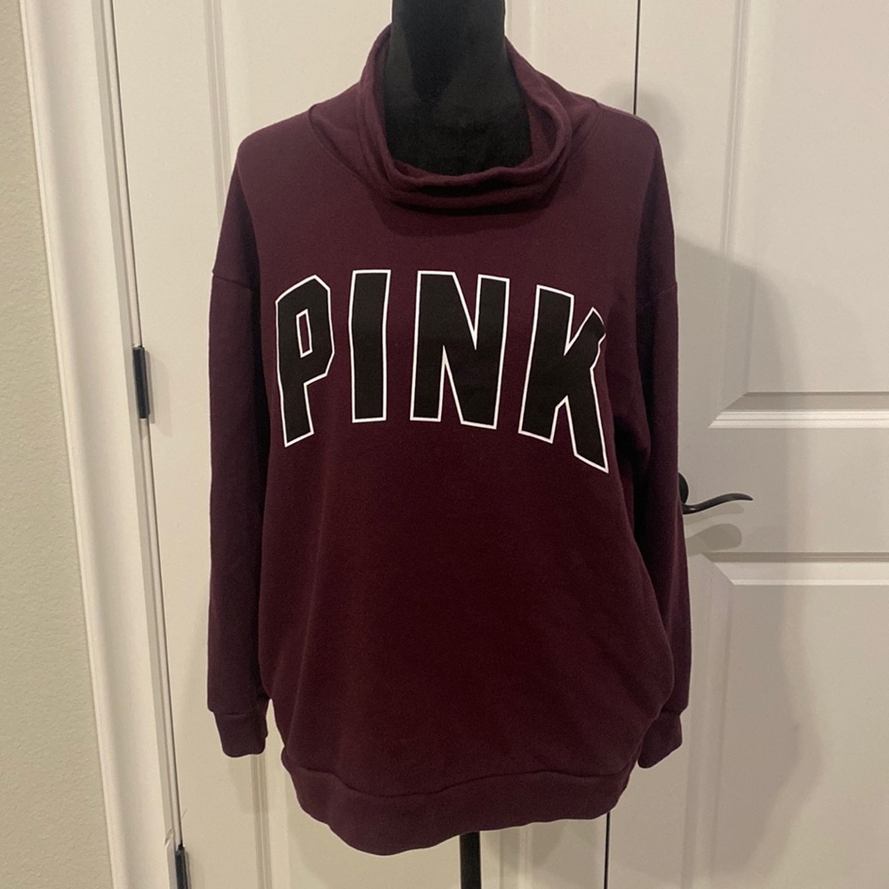Pink By Victoria Secret Burgundy Cowl Neck Sweater